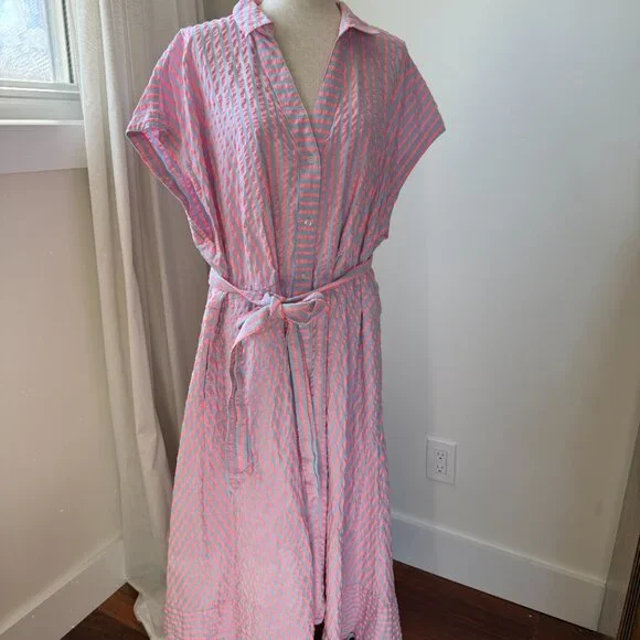 Draper James Trisha Handkerchief Dress Fit-and-flare A-line Size 3X Blue Pink - Picture 3 of 9